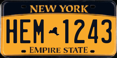 NY license plate HEM1243