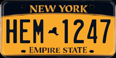 NY license plate HEM1247