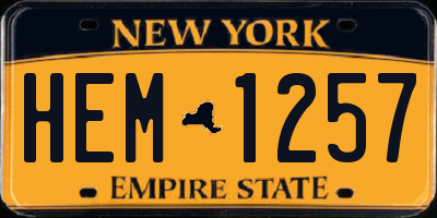 NY license plate HEM1257
