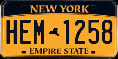 NY license plate HEM1258