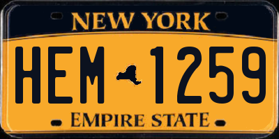 NY license plate HEM1259