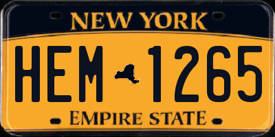 NY license plate HEM1265