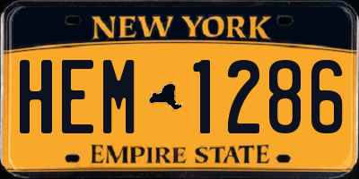 NY license plate HEM1286