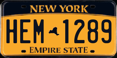 NY license plate HEM1289