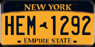 NY license plate HEM1292