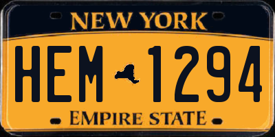 NY license plate HEM1294