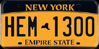 NY license plate HEM1300