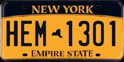 NY license plate HEM1301