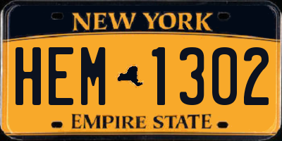 NY license plate HEM1302
