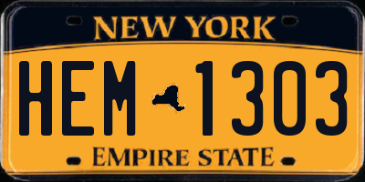 NY license plate HEM1303