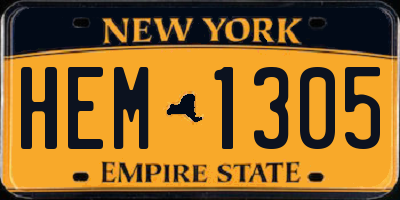 NY license plate HEM1305
