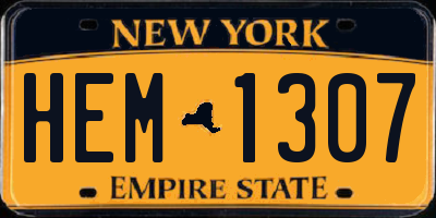 NY license plate HEM1307