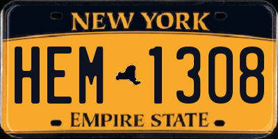 NY license plate HEM1308