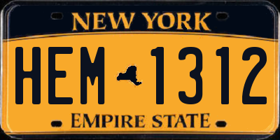 NY license plate HEM1312