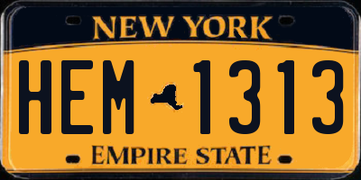NY license plate HEM1313