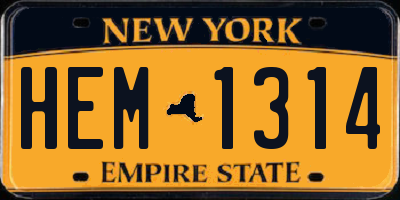 NY license plate HEM1314