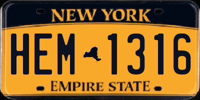 NY license plate HEM1316