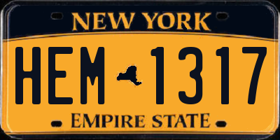 NY license plate HEM1317
