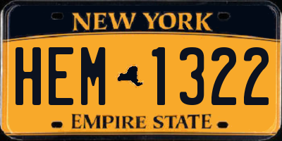 NY license plate HEM1322