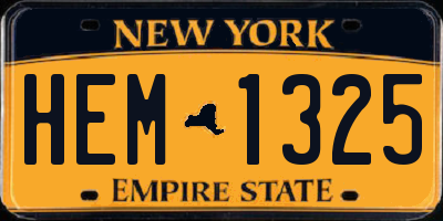 NY license plate HEM1325