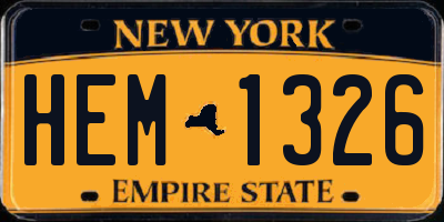 NY license plate HEM1326