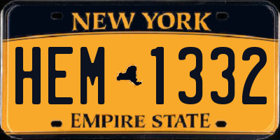 NY license plate HEM1332