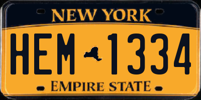 NY license plate HEM1334