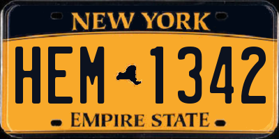 NY license plate HEM1342