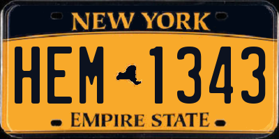 NY license plate HEM1343