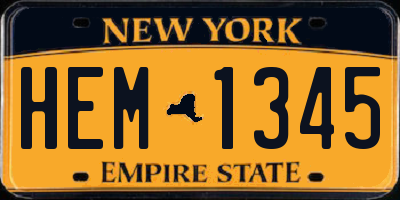 NY license plate HEM1345