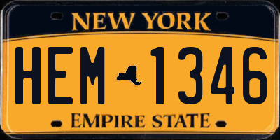 NY license plate HEM1346