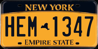 NY license plate HEM1347