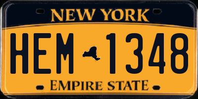 NY license plate HEM1348