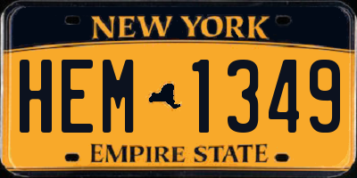 NY license plate HEM1349