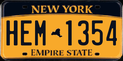 NY license plate HEM1354