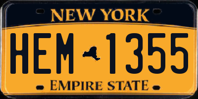 NY license plate HEM1355