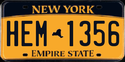 NY license plate HEM1356