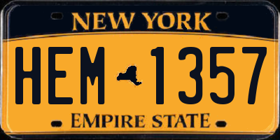 NY license plate HEM1357
