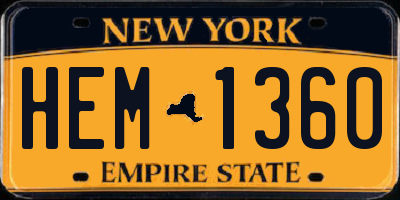 NY license plate HEM1360