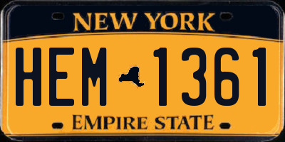 NY license plate HEM1361