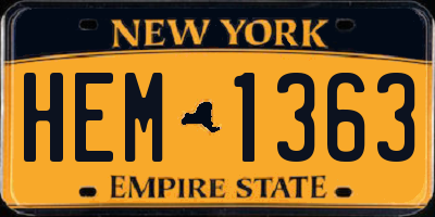 NY license plate HEM1363