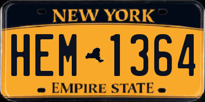 NY license plate HEM1364
