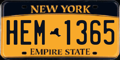 NY license plate HEM1365