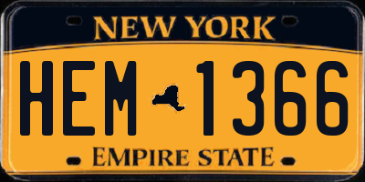NY license plate HEM1366