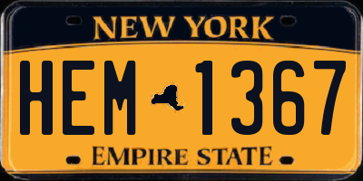 NY license plate HEM1367