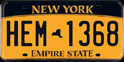 NY license plate HEM1368