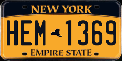 NY license plate HEM1369