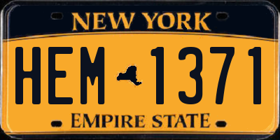 NY license plate HEM1371