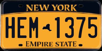 NY license plate HEM1375
