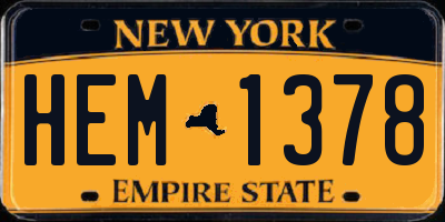 NY license plate HEM1378